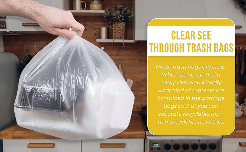 clear see through kitchen trash bags