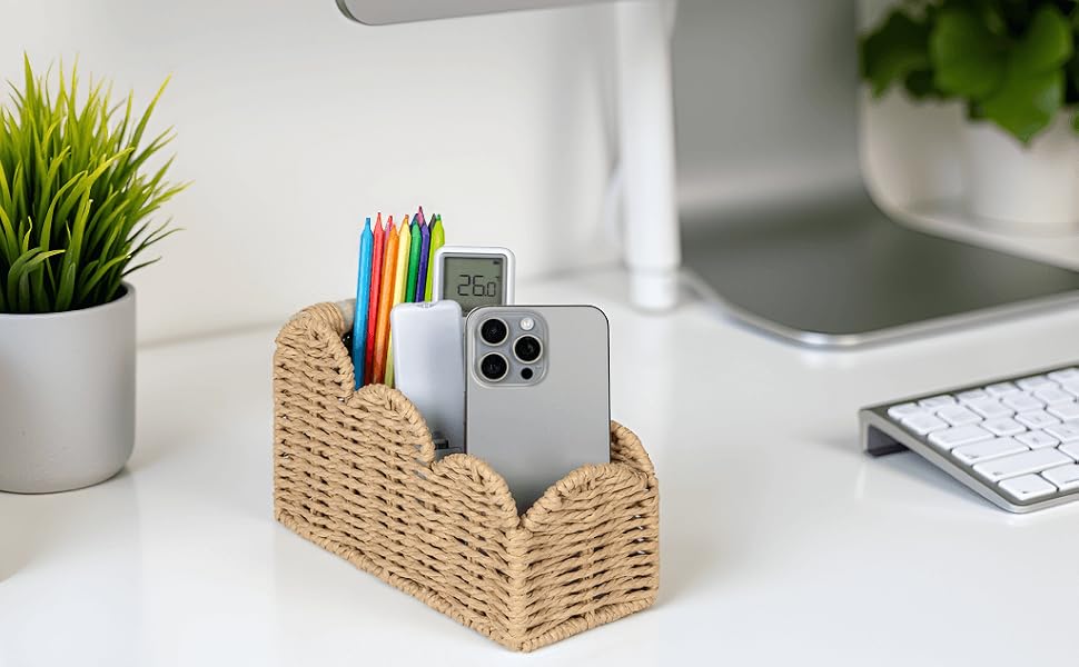 Scalloped Edge Design Desk Organizer Basket for Office Decor