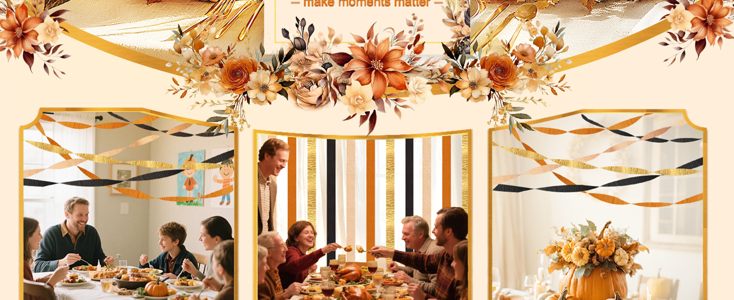 OrangeBlackGoldCrepePaper8PCS