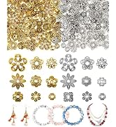 FIVEIZERO 240 Pcs Bead Caps for Jewelry Making, 18 Styles Silver & Gold Flower Bead Caps, Multi-P...