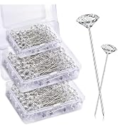 Kogyxe 300pcs Bouquet Pins, 2 Sizes Corsage Boutonniere Pins, Clear Flower Pins Crystal Diamond H...