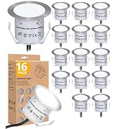 Recessed LED Deck Light Kits(16 Pack), 12V Low Voltage Landscape Lighting, IP67 Waterproof Outdoo...