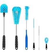 Cleaning Brush Set of 6, Stainless Steel Long Handle Baby Bottle Cleaning Brushes for Sports Bott...
