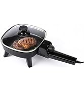 I-Keukenn 8.5" Electric Skillet with Lid, Electric Non-Stick Ceramic Fying Pan,Adjustable Tempera...