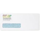 2500 Pack Custom Printed #9 Single Window Envelopes, Gummed Seal, Security Tinted - Bright White ...