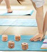 Garybank Kids Yoga Wooden Dice with Yoga Cards, Fun Exercise Dice for Kids Workout Equipment, Wor...
