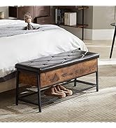 Apicizon Storage Bench, Bed Bench for Bedroom, Industrial Shoe Bench with Padded Seat and Metal S...