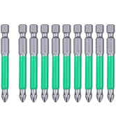 GRENPRO 10Pcs Magnetic Screwdriver Bits PH2 Phillips Bits Set,S2 Alloy Steel Anti-Slip Long Drill...