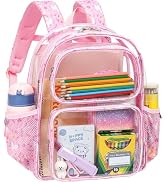 BrainyBees Clear Backpack for Girls, 15 Inch Heavy Duty Transparent Bookbag | PVC See Through Day...