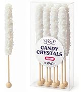 White Rock Candy Sticks – Tropical Flavor – 8 Count – Individually Wrapped – Cocktail Garnish, Pa...