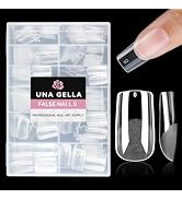 UNA GELLA Medium Square Gel Nail Tips Half Matte 312pcs Medium Square Gel Nails Full Cover False ...
