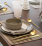 Gold Silverware Set,Ollex 40 Pieces Flatware Set For 8,Matte Utensil set with Stainless Knives Go...