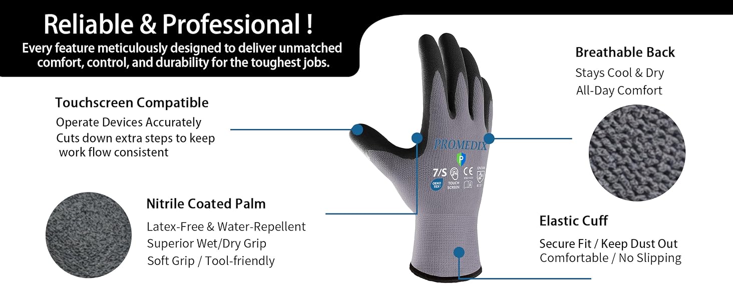 This glove is built with quality nylon knitted back for great breathability.