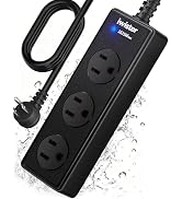 Iwister Outdoor Power Strip Weatherproof, 3 AC Outlets, 1625W/13A High-Power Single-Device Use, I...