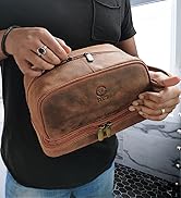 RUSTIC TOWN Leather Toiletry Bag for Men Travel Shaving Dopp Kit Toiletries Organizer Cosmetic Ma...