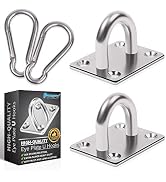 2PCS M8 Premium Heavy Duty Square Stainless Steel Pad Eye Hooks + 2PCS Snap Hooks and 8PCS Screws...