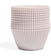 The Silicone Kitchen Reusable Silicone Baking Cups - Designer White, Non-Toxic, BPA Free, Dishwas...