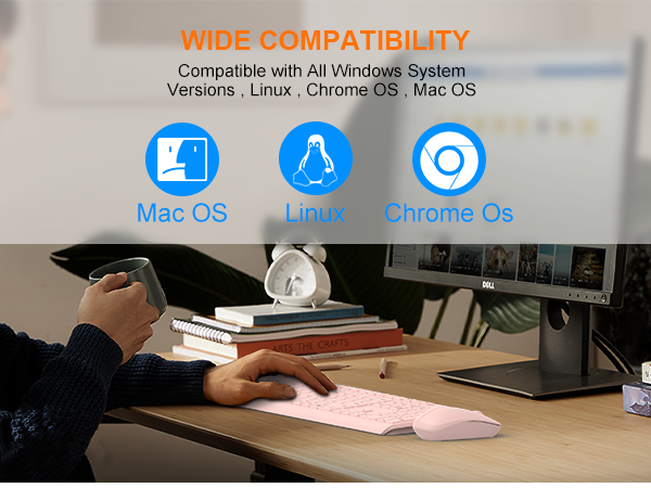 Wireless Keyboard and Mouse Combo, Full Size Silent Ergonomic Keyboard Mouse