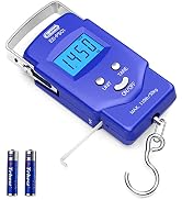 Dr.meter Fish Scale - PS01 110lb/50kg Backlit LCD Display Digital Scale with Built-in Measuring T...