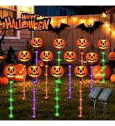 12 Pack Solar Pumpkin Lights Outdoor Waterproof for Halloween Decorations | 8 Modes Halloween Pat...