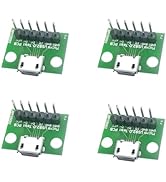 IYUANEPRO 4Pack Micro USB 2.0 Female Socket Breakout Board, 2.54mm Pitch (0.1 inch), PCB Adapter,...
