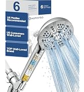 HOPOPRO 6-Setting High Pressure Handheld Shower Head with Filter, Chrome | High Flow Filtered Han...