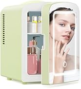 Xbeauty Skincare Mini Fridge With Dimmable LED Mirror, 4L Mini Makeup Refrigerator for SkinCare, ...