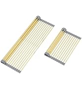 Large Expandable Roll Up Dish Drying Rack, Heat-Resistant Dish Drainer for Stainless Steel Sinks,...