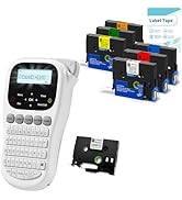 EazeID H1100 Portable Label Maker with 7PK 12mm Laminated Tape Waterproof, Keyboard Labeling Mach...