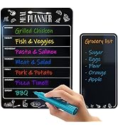 Dry Erase Magnetic Menu for Refrigerator & Grocery Shopping List - Magnet Fridge Menu Blackboard ...