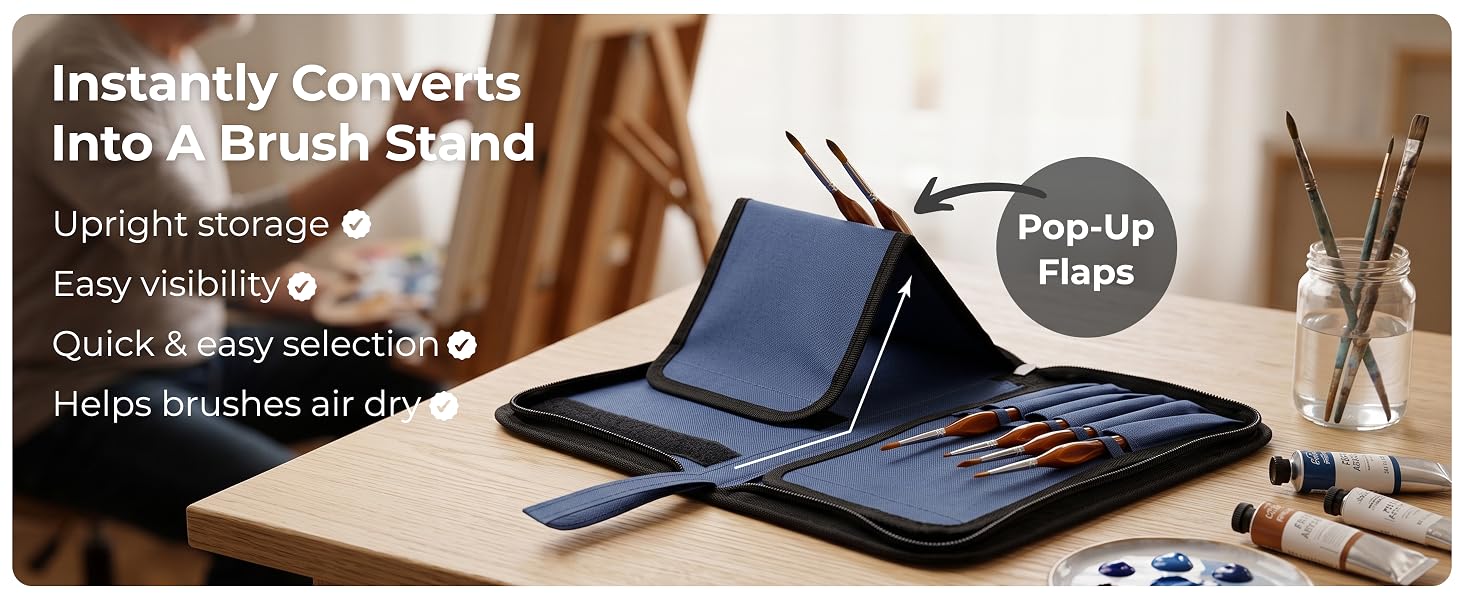 Travel Paintbrush Storage Bag for Acrylic Oil Watercolor