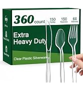 Boxential 360 Count Extra Heavy Duty Clear Plastic Silverware