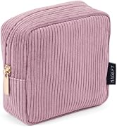 MAGEFY Small Makeup Bag for Purse Mini Cosmetics Bag Corduroy Cute Cosmetic Pouch for Women with ...