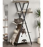 Modern Wood Cat Tree Tower for Indoor Cats Large Adult - 67 Inch Tall Multi-Level Heavy Duty Cat ...