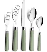 ANNOVA Silverware Set 20 Pieces Cutlery Stainless Steel Colorful Fun Handle Flatware Service for ...