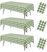 misaya 3 Packs Buffalo Disposable Table Cloth, 54 x 108 Inch Waterproof Plastic Tablecloth, Recta...