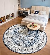 blue boho vintage floral non slip washable kids girls boys bedroom living room nursery area rug