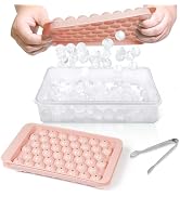 WIBIMEN Ice Cube Tray with Lid and Bin - Round Ice Trays for Freezer with Lid - Ice Cube Trays fo...