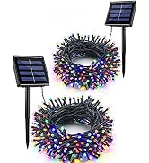Flacchi 2 Pack Solar String Lights Each 72ft 200LED Outdoor Multi-Color | Solar Fairy Lights 8 Mo...