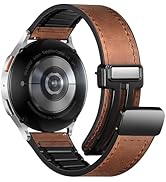 Charlam Magnetic Leather Bands Compatible with Samsung Galaxy Watch 7 Band 6 5 4 FE Active 2 40mm...