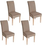 Smiry Velvet Stretch Chair Covers for Dining Room Set of 4, Soft Fit Removable Washable Kitchen P...