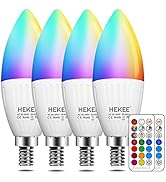HEKEE E12 LED Candelabra Light Bulbs, Color Changing Candle, B11 40W Incandescent Equivalent, 450...