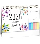 Small Desk Calendar 2026, Standing Desktop Calendar 12 Months(Jan. 2026 - Dec. 2026), 2 in 1 Flip...