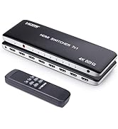 Univivi 7 Port HDMI Switch Version 2.0 4K@60Hz HDMI Switcher Support HDR & HDCP 2.2, Full HD/3D w...
