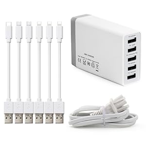 5 Port USB Charger & 6 Cables