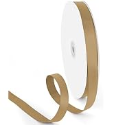 HimBen 5/8 Inch 100 Yards Solid Grosgrain Ribbon Champagne Gold, Polyester Fabric Ribbon 1 Roll f...