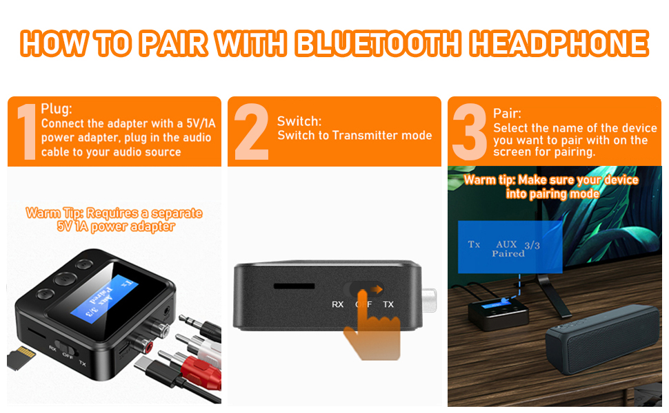 Bluetooth transmitter receiver for tv