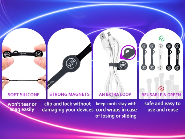 magnetic cable clips cord organizer holders
