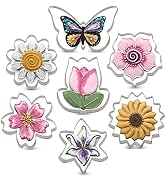 LILIAO Flowers Cookie Cutter Set - 7 Piece - Lily, Daisy, Sunflower, Cherry Blossoms, Tulip, Kapo...