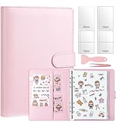 Reusable Sticker Book, A5 PU Leather Sticker Collecting Album with 100 Sides Blank Release Paper ...